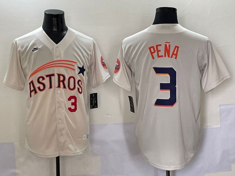 Men Houston Astros #3 Pena Cream Five generations Joint Name 2025 Nike MLB Jersey style 2